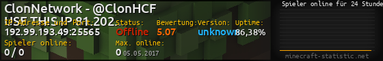 Userbar 560x90 mit Online-Player-Charts für Server 192.99.193.49:25565