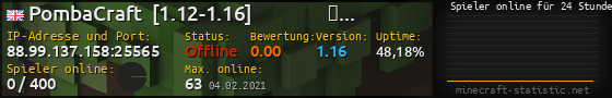 Userbar 560x90 mit Online-Player-Charts für Server 88.99.137.158:25565