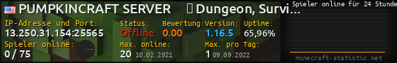 Userbar 560x90 mit Online-Player-Charts für Server 13.250.31.154:25565