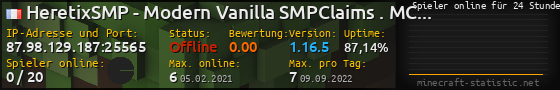 Userbar 560x90 mit Online-Player-Charts für Server 87.98.129.187:25565