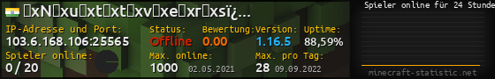 Userbar 560x90 mit Online-Player-Charts für Server 103.6.168.106:25565
