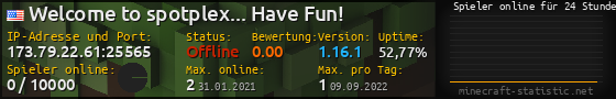 Userbar 560x90 mit Online-Player-Charts für Server 173.79.22.61:25565