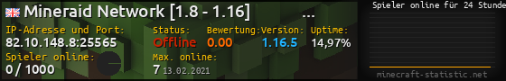 Userbar 560x90 mit Online-Player-Charts für Server 82.10.148.8:25565