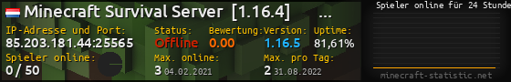 Userbar 560x90 mit Online-Player-Charts für Server 85.203.181.44:25565