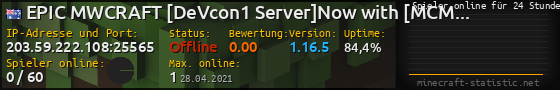 Userbar 560x90 mit Online-Player-Charts für Server 203.59.222.108:25565