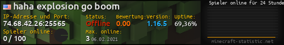 Userbar 560x90 mit Online-Player-Charts für Server 74.68.42.26:25565