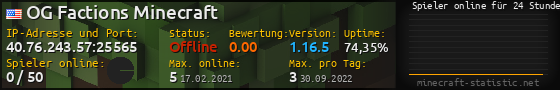 Userbar 560x90 mit Online-Player-Charts für Server 40.76.243.57:25565