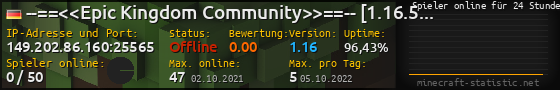 Userbar 560x90 mit Online-Player-Charts für Server 149.202.86.160:25565