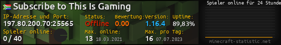 Userbar 560x90 mit Online-Player-Charts für Server 197.80.200.70:25565