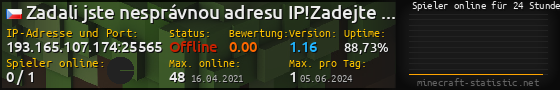 Userbar 560x90 mit Online-Player-Charts für Server 193.165.107.174:25565