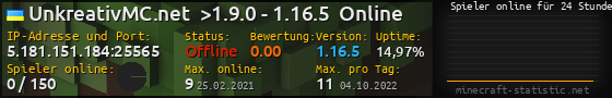 Userbar 560x90 mit Online-Player-Charts für Server 5.181.151.184:25565