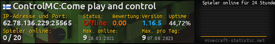 Userbar 560x90 mit Online-Player-Charts für Server 62.78.136.229:25565