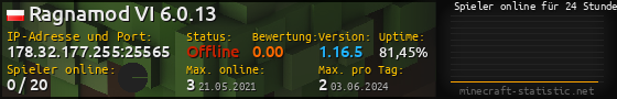 Userbar 560x90 mit Online-Player-Charts für Server 178.32.177.255:25565