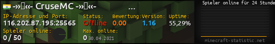 Userbar 560x90 mit Online-Player-Charts für Server 116.202.87.195:25565