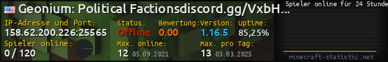 Userbar 560x90 mit Online-Player-Charts für Server 158.62.200.226:25565