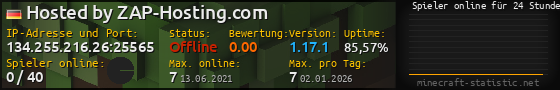 Userbar 560x90 mit Online-Player-Charts für Server 134.255.216.26:25565