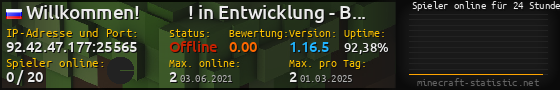 Userbar 560x90 mit Online-Player-Charts für Server 92.42.47.177:25565
