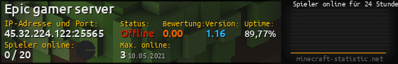 Userbar 560x90 mit Online-Player-Charts für Server 45.32.224.122:25565