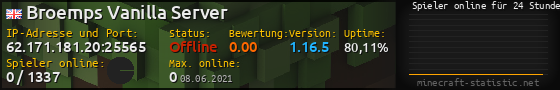 Userbar 560x90 mit Online-Player-Charts für Server 62.171.181.20:25565