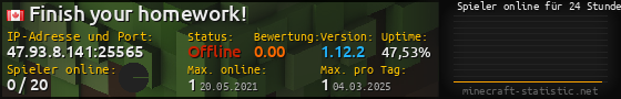 Userbar 560x90 mit Online-Player-Charts für Server 47.93.8.141:25565