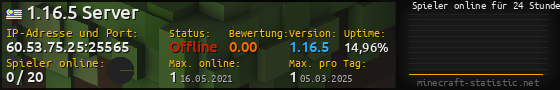 Userbar 560x90 mit Online-Player-Charts für Server 60.53.75.25:25565