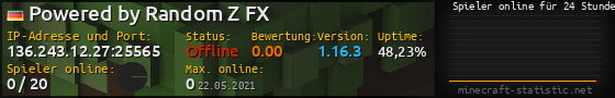 Userbar 560x90 mit Online-Player-Charts für Server 136.243.12.27:25565