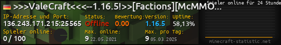 Userbar 560x90 mit Online-Player-Charts für Server 136.243.171.215:25565
