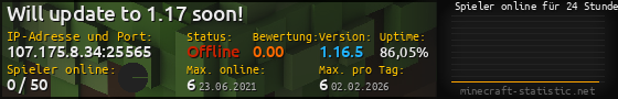 Userbar 560x90 mit Online-Player-Charts für Server 107.175.8.34:25565