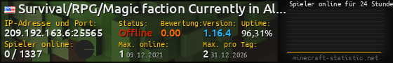 Userbar 560x90 mit Online-Player-Charts für Server 209.192.163.6:25565