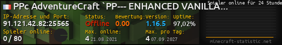 Userbar 560x90 mit Online-Player-Charts für Server 91.121.42.82:25565