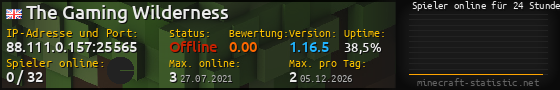 Userbar 560x90 mit Online-Player-Charts für Server 88.111.0.157:25565