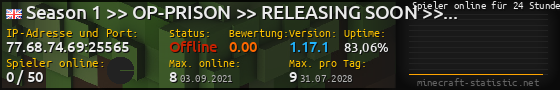 Userbar 560x90 mit Online-Player-Charts für Server 77.68.74.69:25565