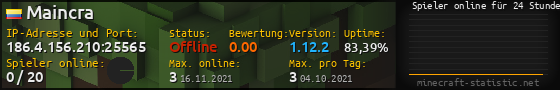 Userbar 560x90 mit Online-Player-Charts für Server 186.4.156.210:25565