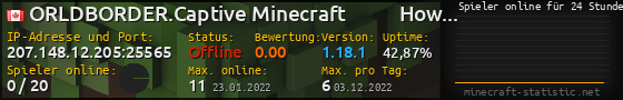 Userbar 560x90 mit Online-Player-Charts für Server 207.148.12.205:25565