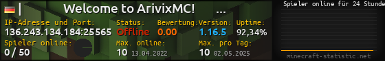 Userbar 560x90 mit Online-Player-Charts für Server 136.243.134.184:25565