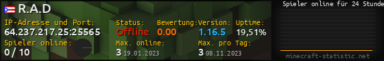 Userbar 560x90 mit Online-Player-Charts für Server 64.237.217.25:25565