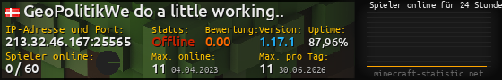 Userbar 560x90 mit Online-Player-Charts für Server 213.32.46.167:25565