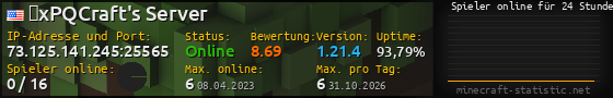 Userbar 560x90 mit Online-Player-Charts für Server 73.125.141.245:25565