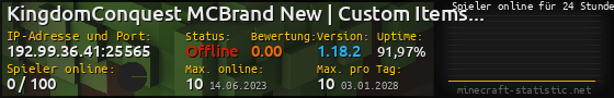 Userbar 560x90 mit Online-Player-Charts für Server 192.99.36.41:25565