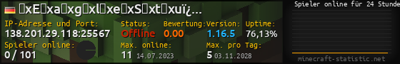 Userbar 560x90 mit Online-Player-Charts für Server 138.201.29.118:25567