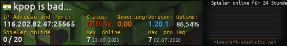 Userbar 560x90 mit Online-Player-Charts für Server 116.202.82.47:25565