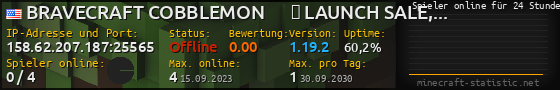 Userbar 560x90 mit Online-Player-Charts für Server 158.62.207.187:25565