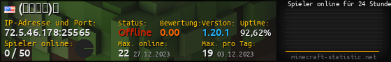 Userbar 560x90 mit Online-Player-Charts für Server 72.5.46.178:25565