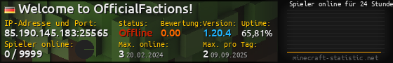 Userbar 560x90 mit Online-Player-Charts für Server 85.190.145.183:25565