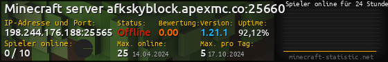 Userbar 560x90 mit Online-Player-Charts für Server 198.244.176.188:25565