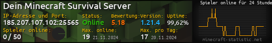 Userbar 560x90 mit Online-Player-Charts für Server 185.207.107.102:25565