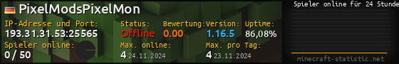 Userbar 560x90 mit Online-Player-Charts für Server 193.31.31.53:25565
