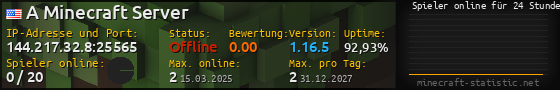 Userbar 560x90 mit Online-Player-Charts für Server 144.217.32.8:25565