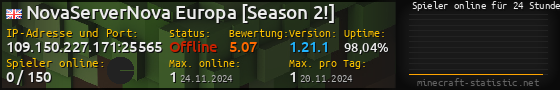 Userbar 560x90 mit Online-Player-Charts für Server 109.150.227.171:25565