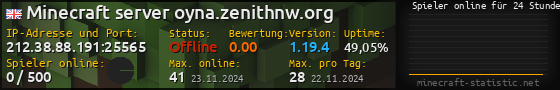 Userbar 560x90 mit Online-Player-Charts für Server 212.38.88.191:25565
